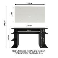 Mesa Para Computador Gamer e Painel Para Tv Até 50 - Preto