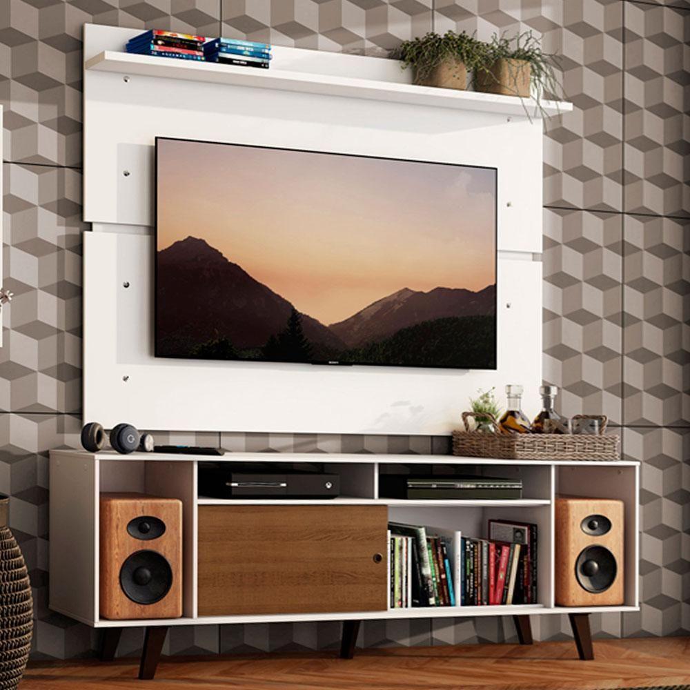 Rack Madesa Cancun com Pés e Painel para Tv Até 65'' Branco - 2