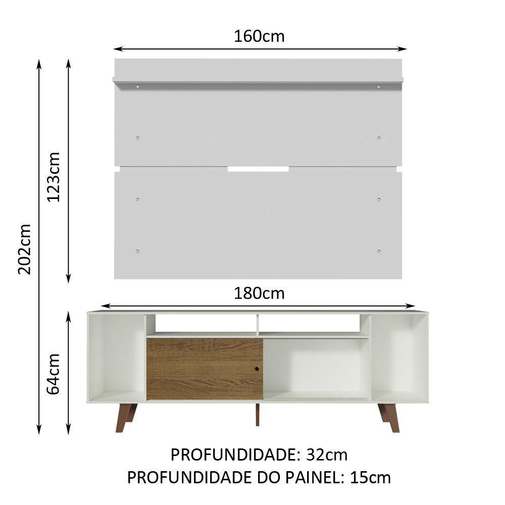 Rack Madesa Cancun com Pés e Painel para Tv Até 65'' Branco - 3