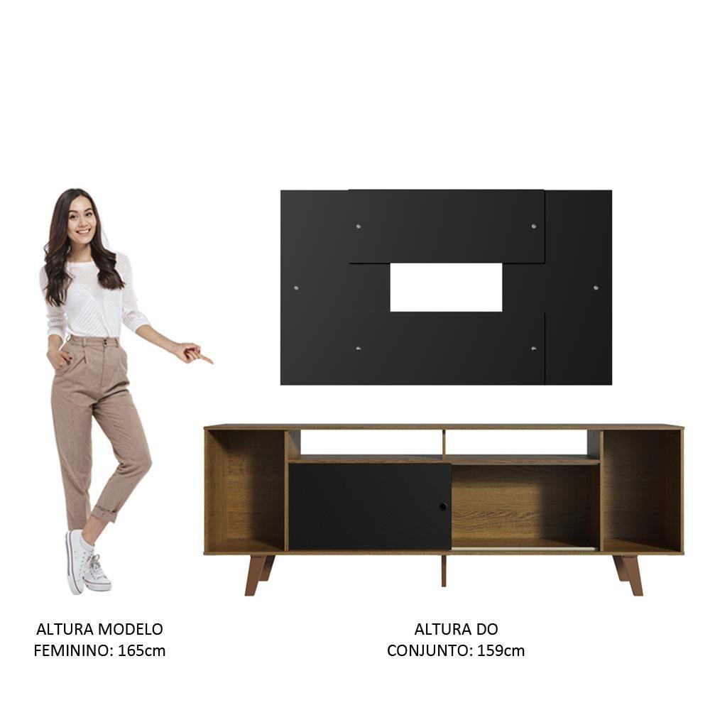 Rack Madesa Painel para Tv Até 58" com Pés Preto/rustic 7kd8 - 7