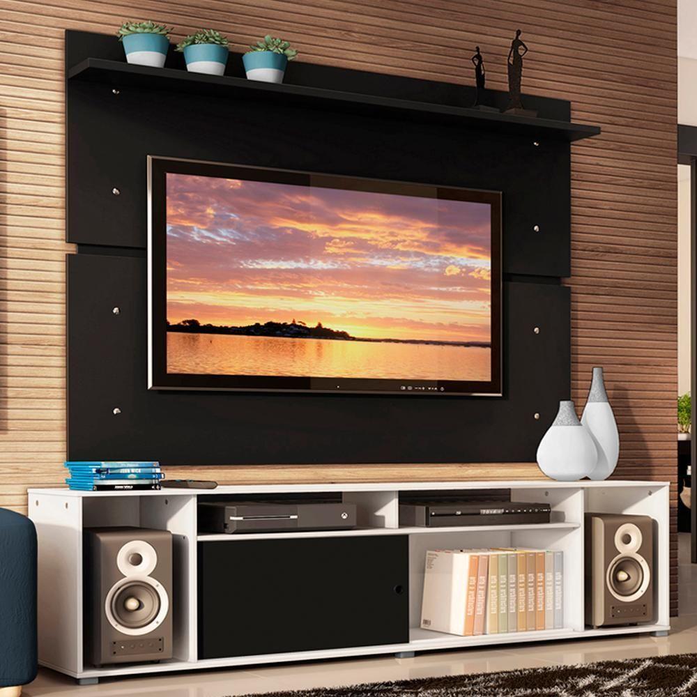 Rack Cancun e Painel para TV até 65" Branco/Preto Madesa - 1