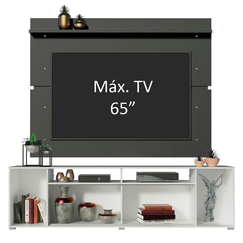 Rack Cancun e Painel para TV até 65" Branco/Preto Madesa - 3