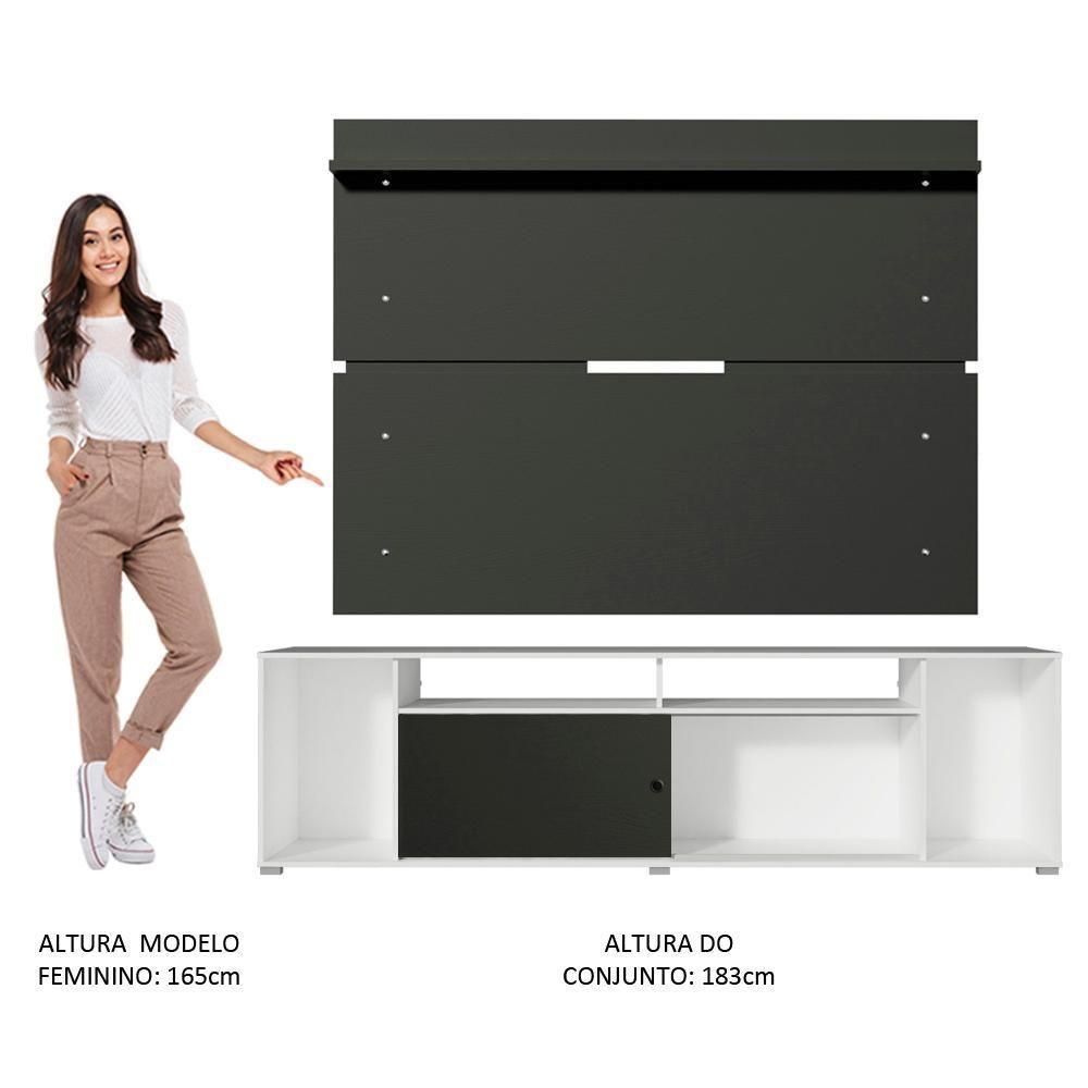 Rack Cancun e Painel para TV até 65" Branco/Preto Madesa - 8