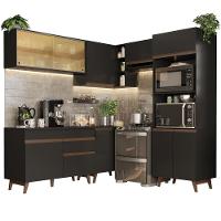 Cozinha Completa de Canto Reims com Armário e Balcão Preto - 6