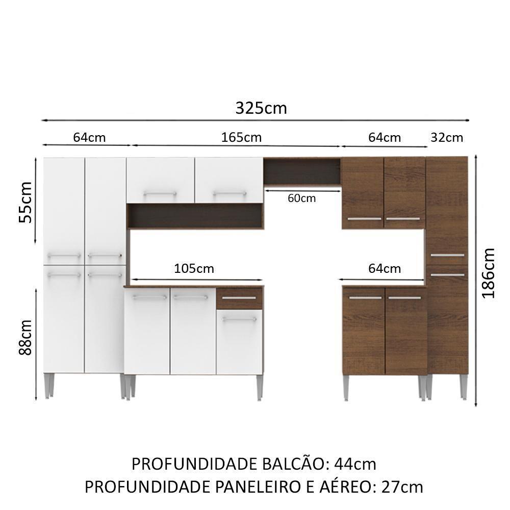 Cozinha Completa Emilly Armário Balcão Branco/Rustic Madesa - 8