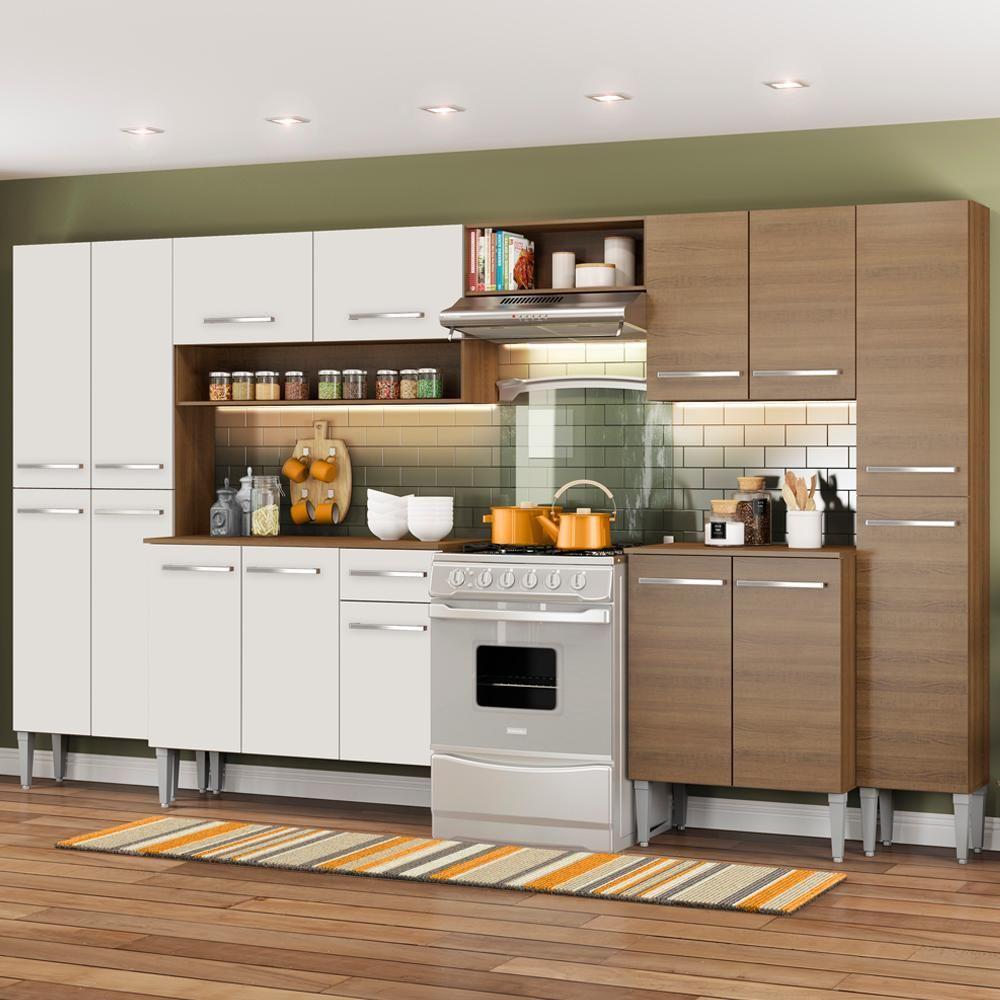 Cozinha Completa Emilly Armário Balcão Branco/Rustic Madesa - 2