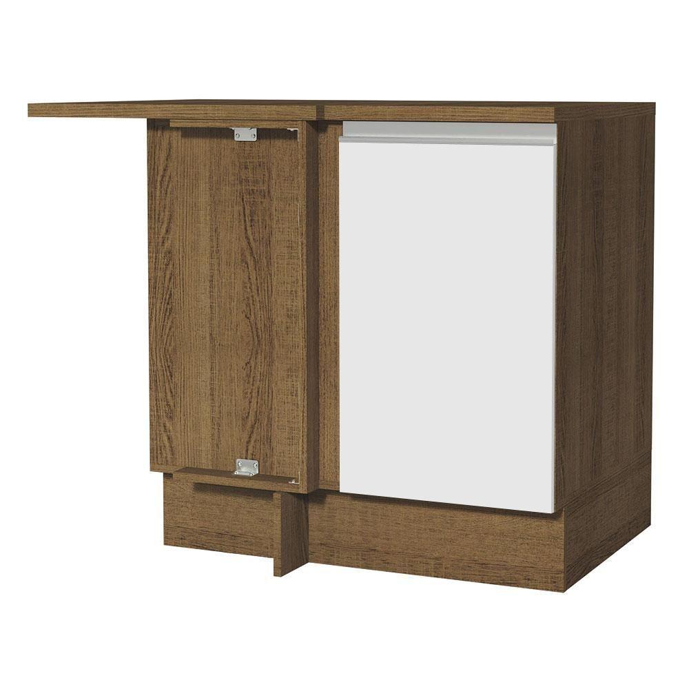 Balcão de Canto Glamy 1 Porta Rustic e Branco Madesa - 1