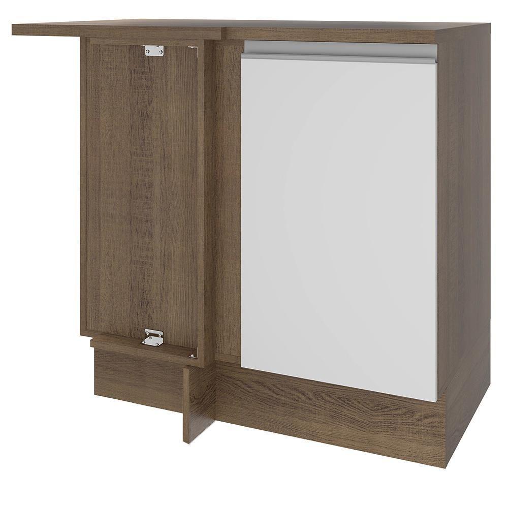 Balcão de Canto Glamy 1 Porta Rustic e Branco Madesa - 3