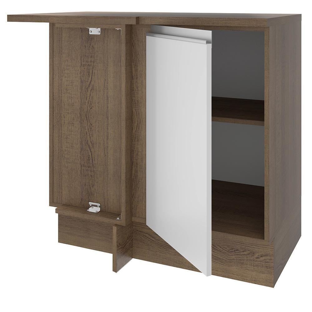 Balcão de Canto Glamy 1 Porta Rustic e Branco Madesa - 6