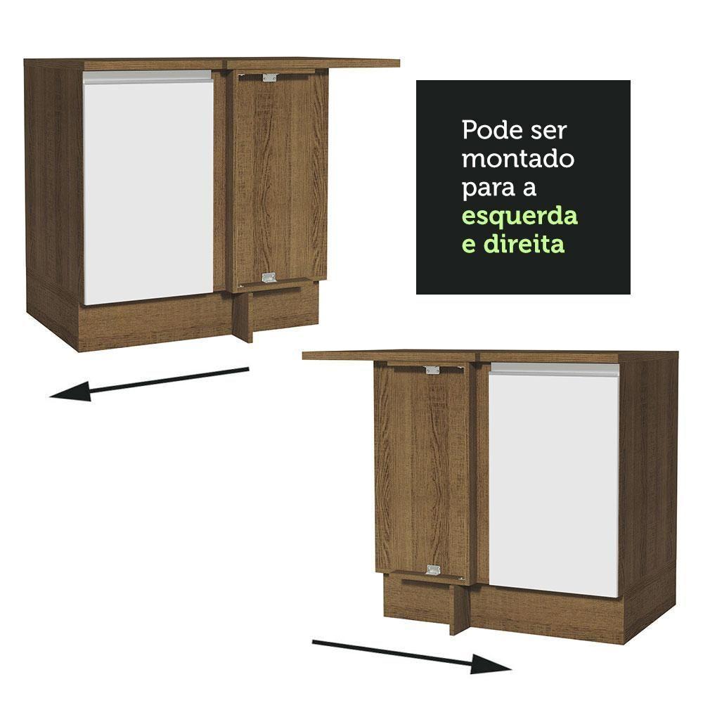 Balcão de Canto Glamy 1 Porta Rustic e Branco Madesa - 7