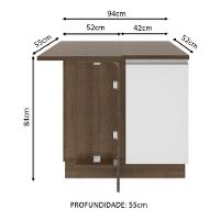 Balcão de Canto Glamy 1 Porta Rustic e Branco Madesa - 8