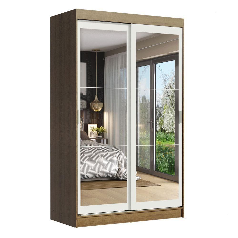 Guarda-roupa 2 Portas de Correr de Espelho 2 Gavetas Madesa - 2