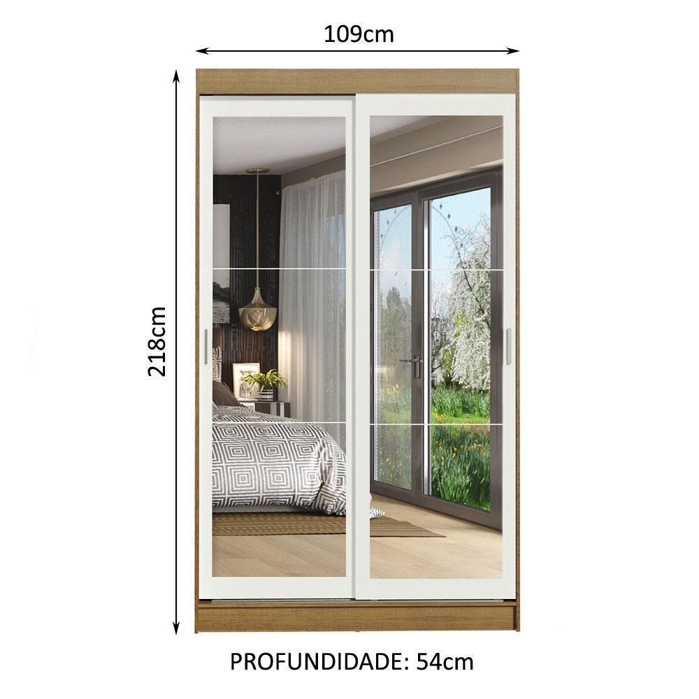 Guarda-roupa 2 Portas de Correr de Espelho 2 Gavetas Madesa - 5