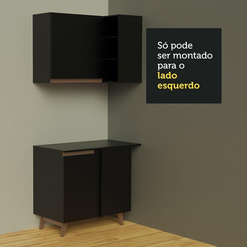 Cozinha Completa de Canto com Armário e Balcão Preto - 10