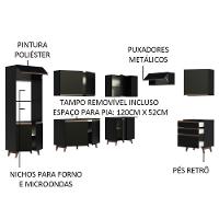 Cozinha Completa de Canto com Armário e Balcão Preto - 3