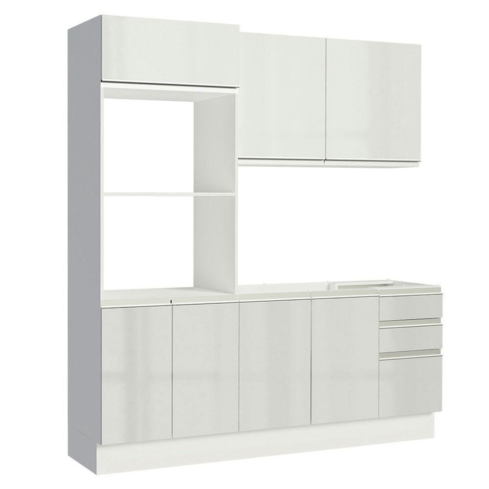 Cozinha Acordes Glamy Branco MDF 2 Gavetas 8 Portas Madesa  - 5