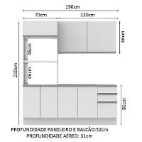 Cozinha Acordes Glamy Branco MDF 2 Gavetas 8 Portas Madesa  - 12