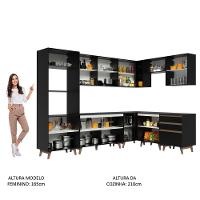 Armário de Cozinha Completa de Canto Reims com Balcão Preto - 3