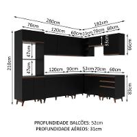 Armário de Cozinha Completa de Canto Reims com Balcão Preto - 10