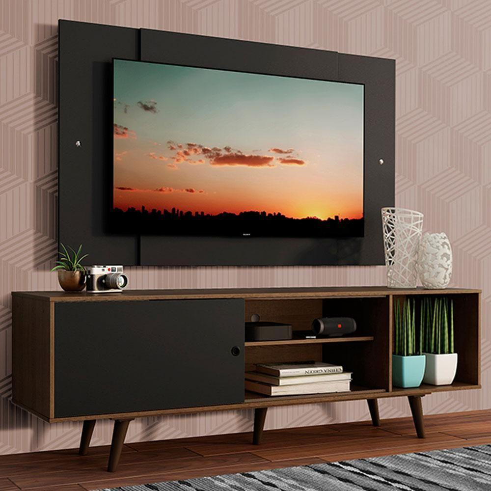 Rack Dubai com Pés e Painel Tv até 58" Rustic/preto Madesa - 2