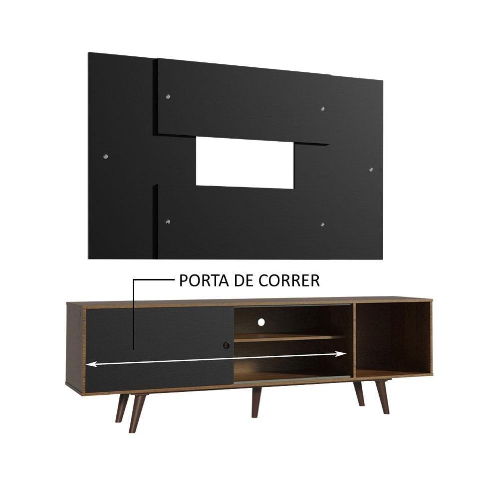 Rack Dubai com Pés e Painel Tv até 58" Rustic/preto Madesa - 5
