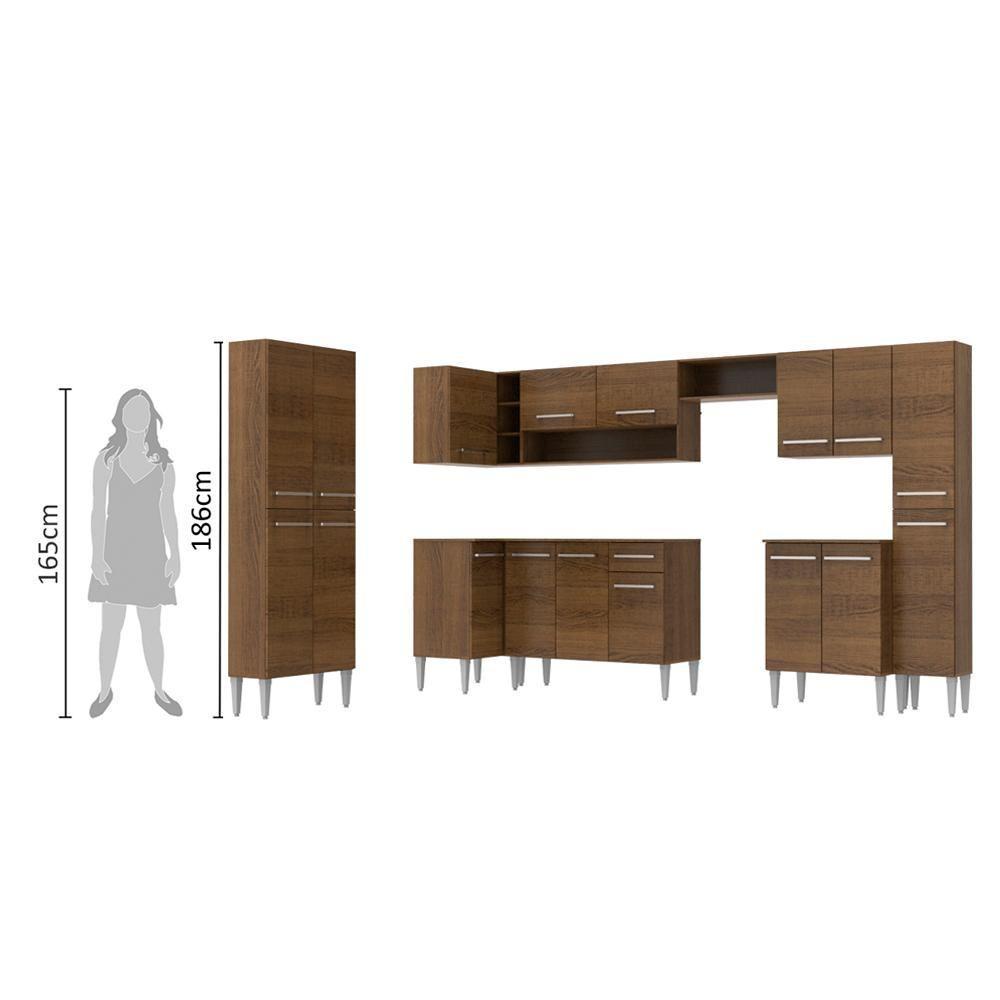 Cozinha Canto Reto Emilly 17 Portas 1 Gaveta Rustic Madesa - 5