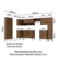 Cozinha Canto Reto Emilly 17 Portas 1 Gaveta Rustic Madesa