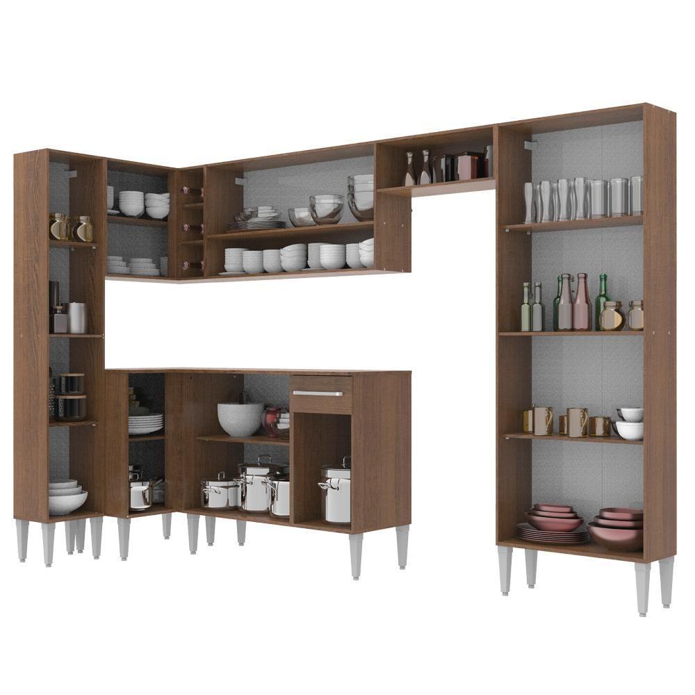 Cozinha Completa Canto Reto Emilly Amadeirado Rustic Madesa - 5