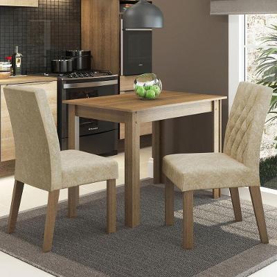 Conjunto de Jantar Lídia 2 Lugares Tampo em MDP com Cadeiras Estofadas Rustic-imperial Mesa