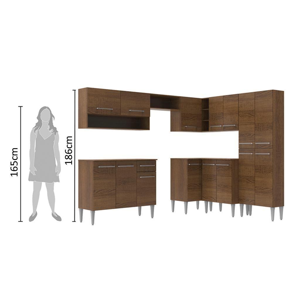 Cozinha Canto Reto Emilly 417 Armário e Balcão Rustic Madesa - 10