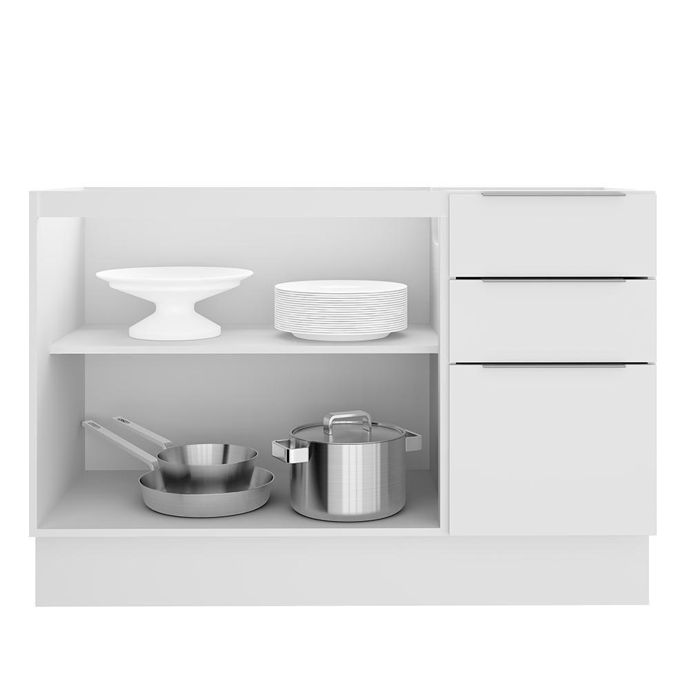 Balcão de Pia Stella 2 Portas e 3 Gavetas Branco Madesa - 4