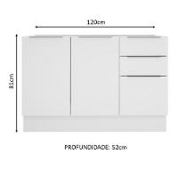 Balcão de Pia Stella 2 Portas e 3 Gavetas Branco Madesa - 5