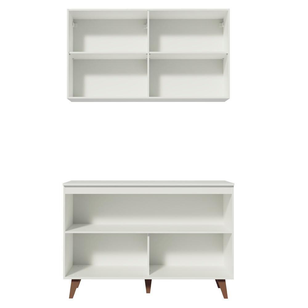 Kit Reims com Armário Aéreo e Balcão Branco Madesa - 3