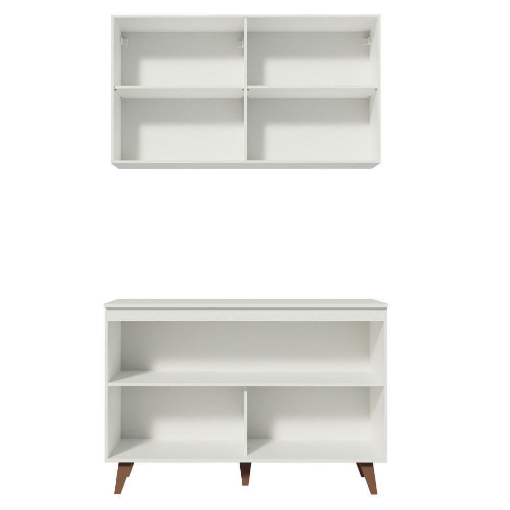 Kit Reims com Armário Aéreo e Balcão Branco Madesa - 4