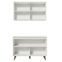 Kit Reims com Armário Aéreo e Balcão Branco Madesa