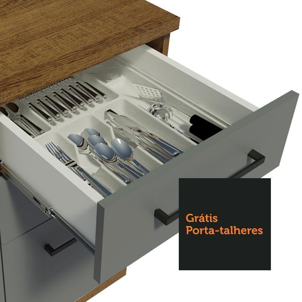 Armário De Cozinha Compacta 180cm Rustic/cinza Agata Madesa 09 Rustic/cinza - 5