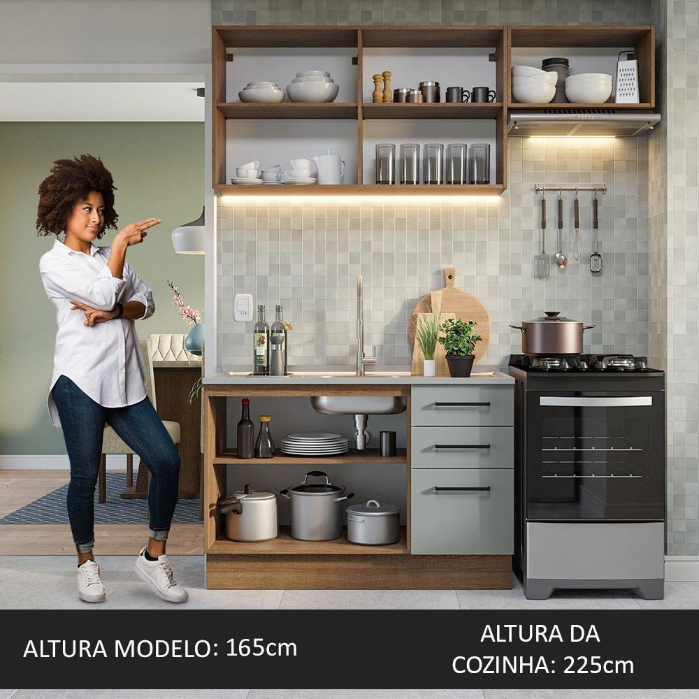 Armário De Cozinha Compacta 180cm Rustic/cinza Agata Madesa 09 Rustic/cinza - 7