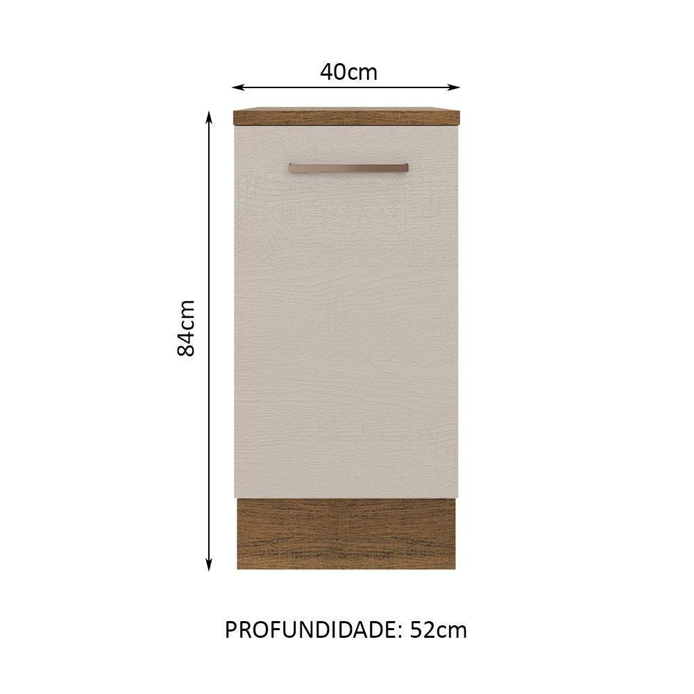 Balcão 40 Cm 1 Porta Rustic/crema Agata Madesa Rustic/crema - 10