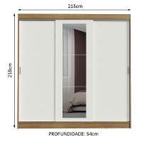 Guarda-roupa Casal Kansas 3 Portas de Correr com Espelho 3 Gavetas Madesa - 9