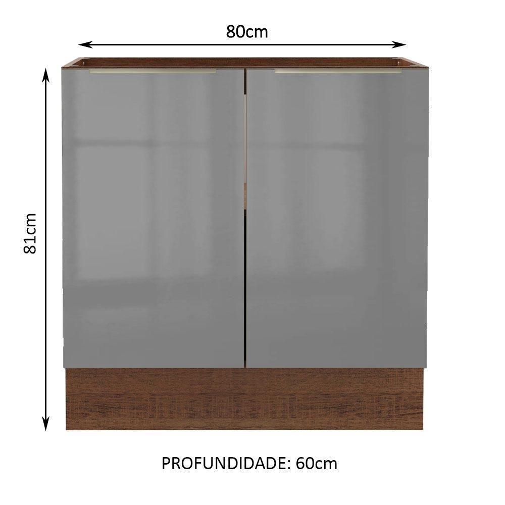 Balcão Madesa Lux 80 Cm 2 Portas Rustic/cinza - 3
