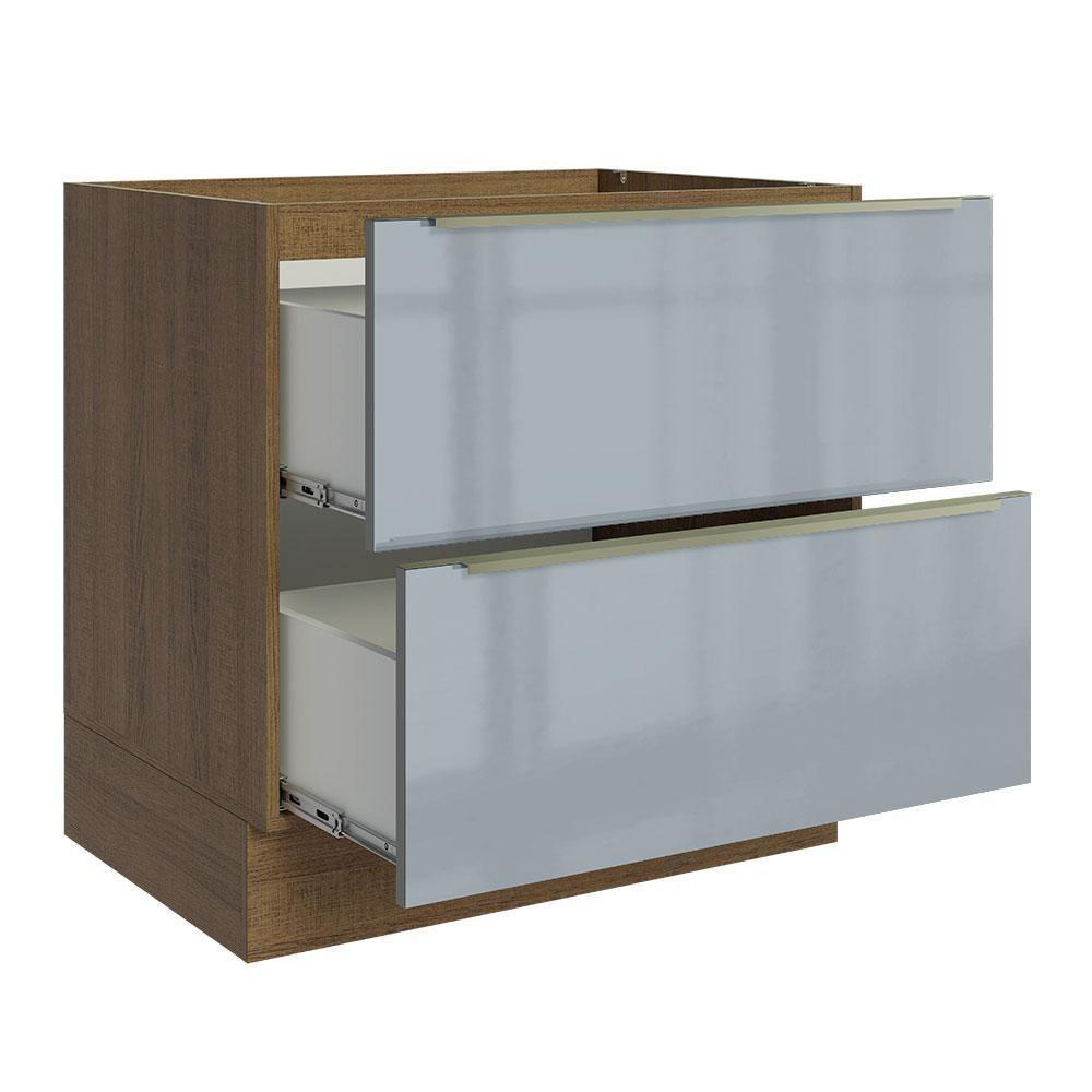 Balcão Madesa Lux 80 Cm 2 Gavetas Rustic/cinza - 6