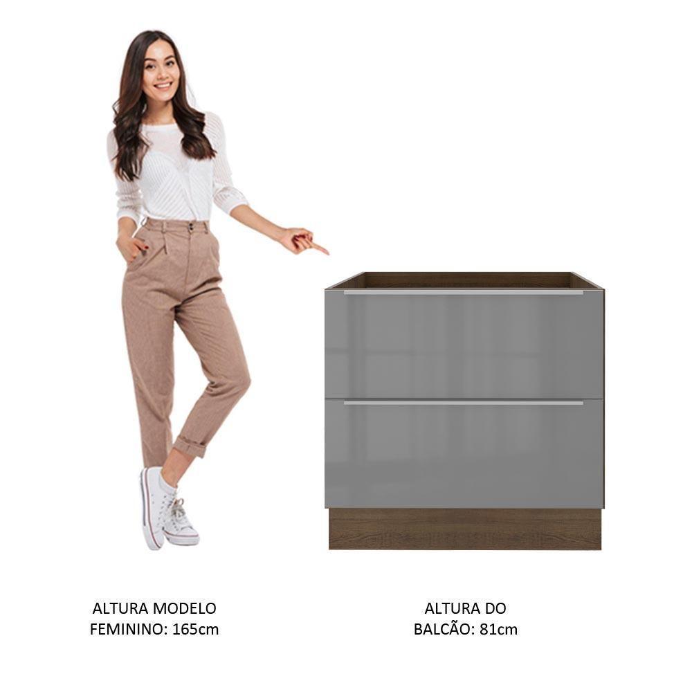Balcão Madesa Lux 80 Cm 2 Gavetas Rustic/cinza - 4