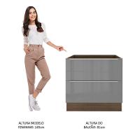 Balcão Madesa Lux 80 Cm 2 Gavetas Rustic/cinza