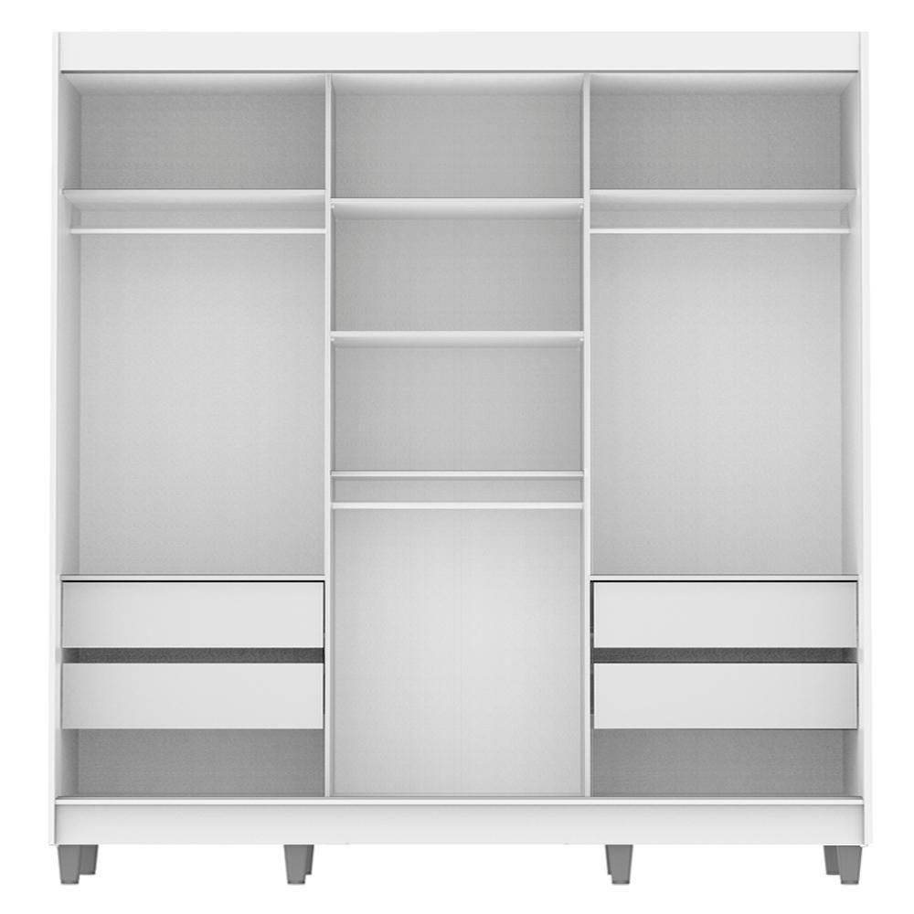 Guarda-Roupa Napoli 3 Portas 2 Espelhos 8 Pés Branco Madesa - 8