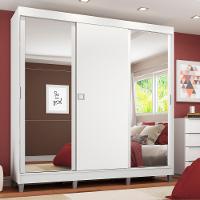 Guarda-Roupa Napoli 3 Portas 2 Espelhos 8 Pés Branco Madesa
