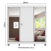 Guarda-Roupa Napoli 3 Portas 2 Espelhos 8 Pés Branco Madesa - 10