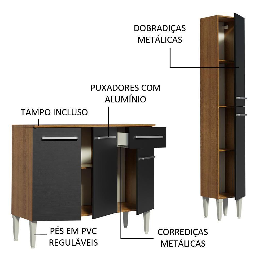 Cozinha Compacta Madesa Balcão e Paneleiro Rustic/preto - 3