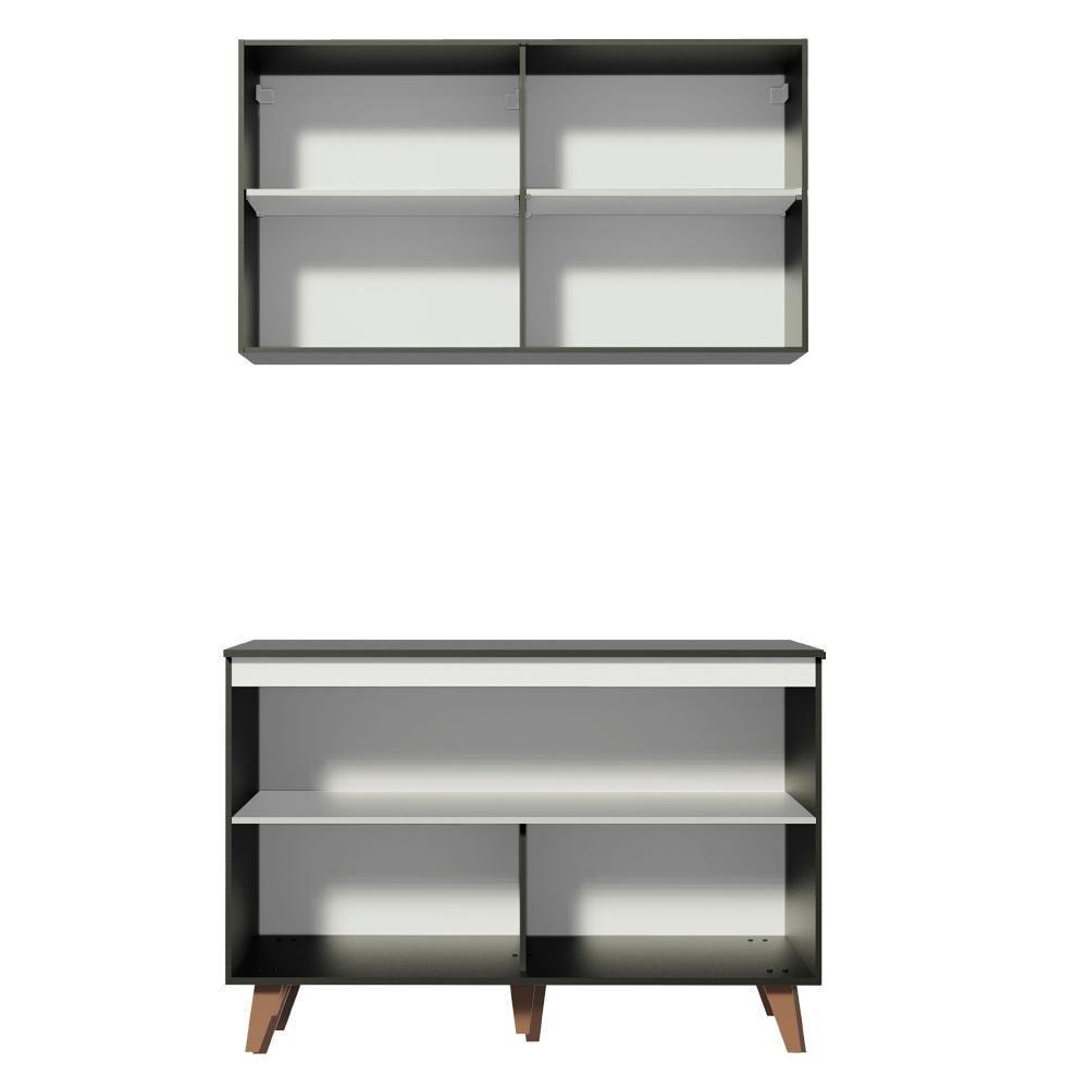 Kit Reims com Armário Aéreo e Balcão Preto Madesa - 3