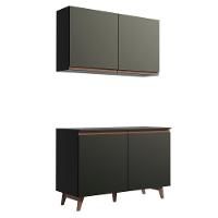 Kit Reims com Armário Aéreo e Balcão Preto Madesa - 1