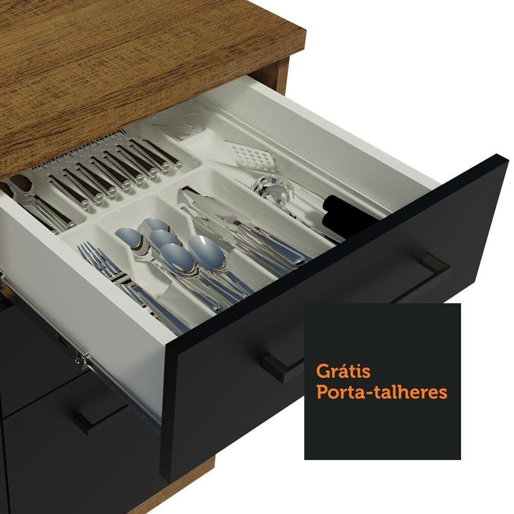 Cozinha Compacta Madesa Agata Armário e Balcão Rustico Preto - 9